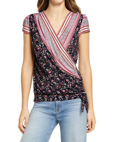 Loveappella Wrap Front Top - Blue