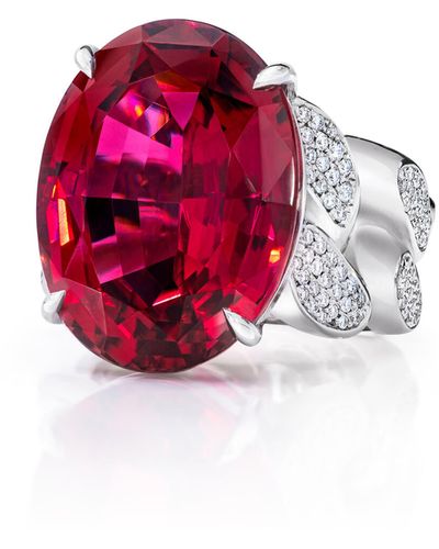 Mindi Mond Rubellite Tourmaline & Diamond Ring - Red