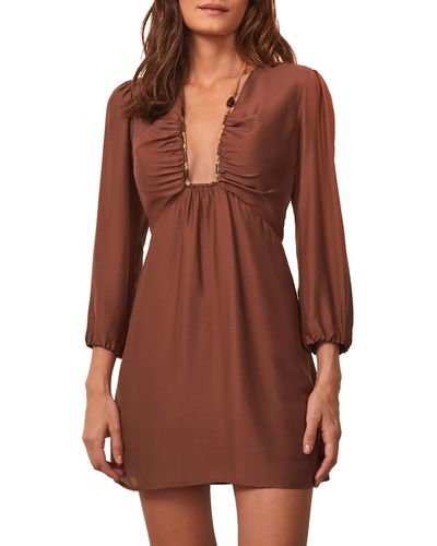 ViX Long Sleeve Cover-up Dress - Brown