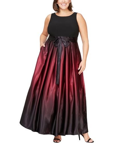 Sl Fashions Ombrè Satin Gown In Fig At Nordstrom Rack - Red