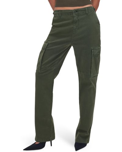 GOOD AMERICAN Uniform Brushed Twill Cargo Pants - Green