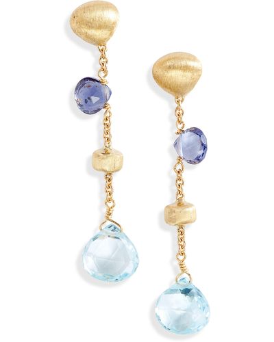 Marco Bicego Paradise 18k Yellow Iolite & Blue Topaz Short Drop Earrings At Nordstrom - White