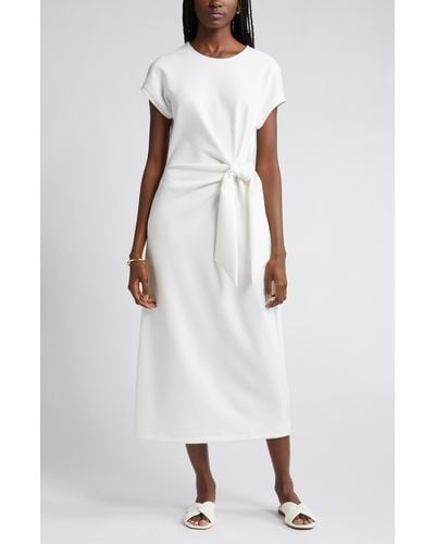 Nordstrom Tie Waist Midi Dress - White