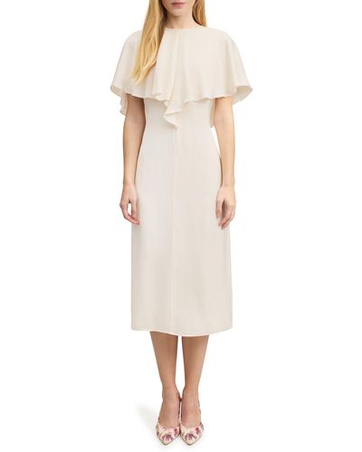 LK Bennett Sadie Overlay Crepe Midi A-line Dress - Natural