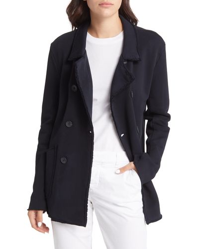 Frank & Eileen Double Breasted Cotton Peacoat - Black