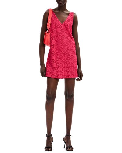 Desigual Floral Lace Minidress - Red