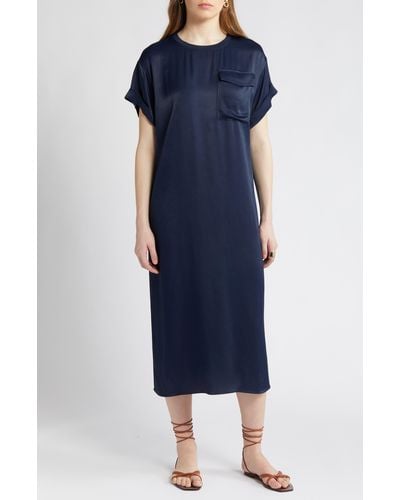 Nordstrom Satin T-shirt Dress - Blue