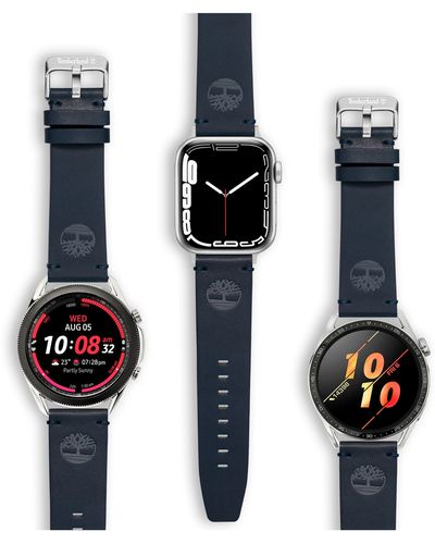 Timberland Leather 22mm Smart Watch Watchband - Black