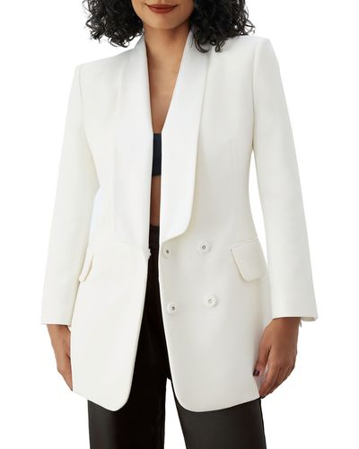 GSTQ Satin Lapel Tuxedo Jacket - White