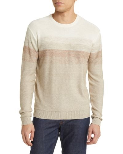 Peter Millar Dégradé Stripe Wool & Linen Crewneck Sweater - Natural