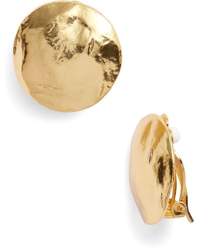 Karine Sultan Eva Shell Disc Clip-on Earrings - Metallic