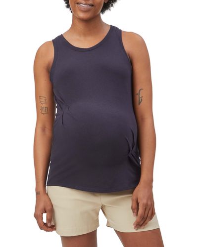 Stowaway Collection Pleated Maternity Tank - Blue