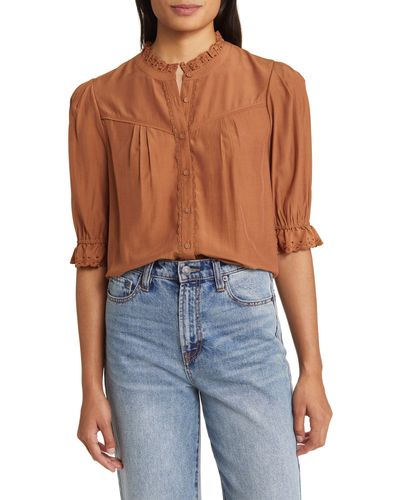 Wit & Wisdom Eyelet Accent Top - Blue