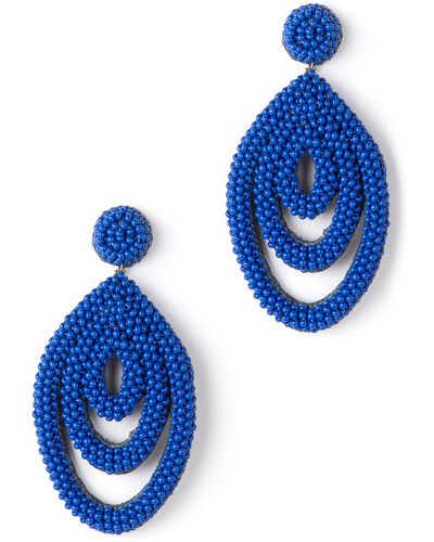Deepa Gurnani Mirabai Beaded Drop Earrings - Blue