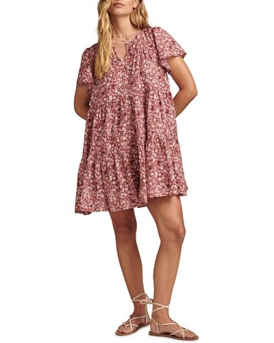 Lucky Brand Floral Tiered Cotton Minidress