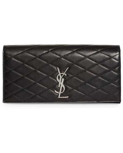 Saint Laurent Kate Quilted Clutch - Gray