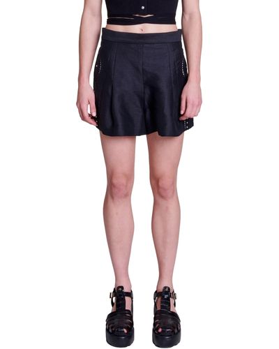 Maje Clint Embroidered Shorts - Blue