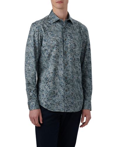 Bugatchi James Ooohcotton® Spatter Print Button-up Shirt - Blue