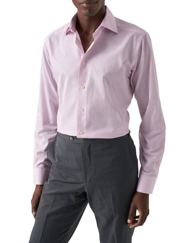Eton Contemporary Fit Pinstripe Dress Shirt - Purple