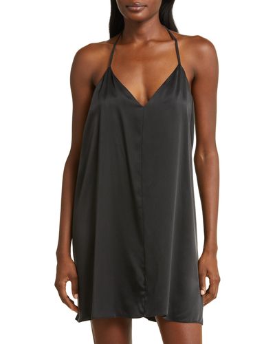 Lunya Halter Washable Silk Nightgown - Black