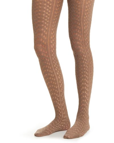 Oroblu Open Knit Tights - Brown