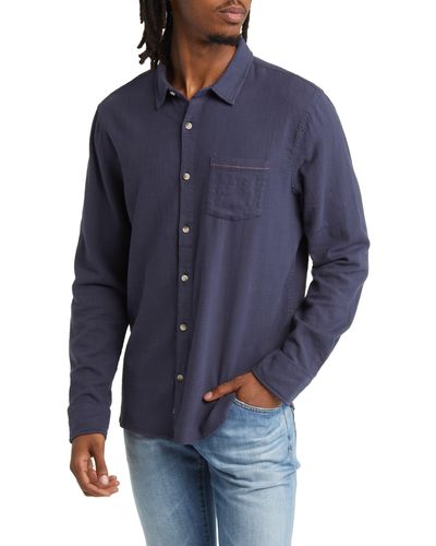 Marine Layer Classic Selvage Stretch Denim Button-up Shirt - Blue