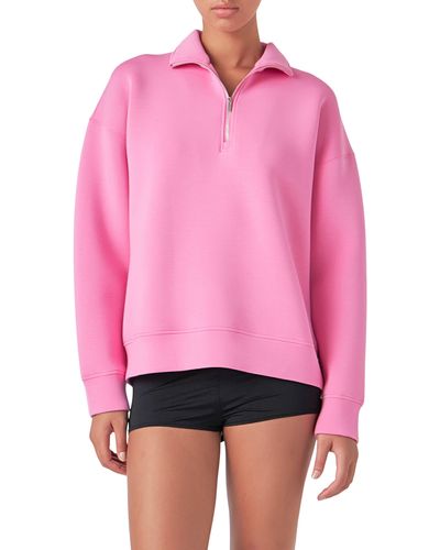 Grey Lab Scuba Quarter Zip Pullover - Pink