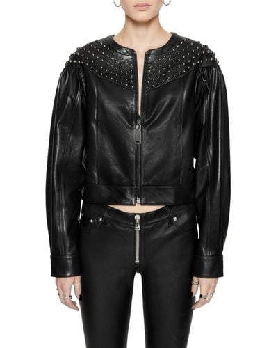 Rebecca Minkoff Ozzy Studded Leather Jacket - Black