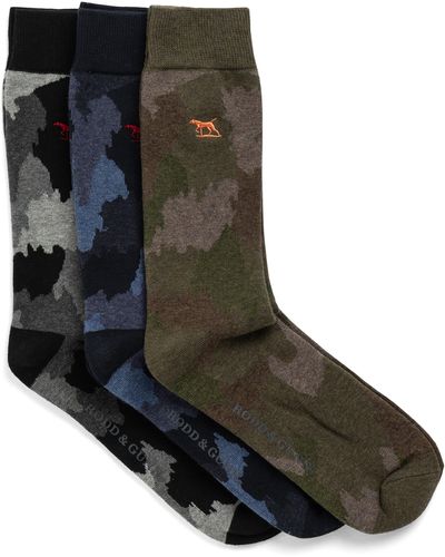 Rodd & Gunn Duntroon Camo Assorted 3-pack Cotton Blend Crew Socks - Black