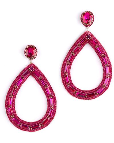 Deepa Gurnani Genesis Crystal Drop Earrings - Pink