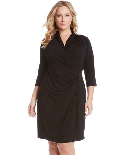 Karen Kane Faux-Wrap Jersey Dress - Black