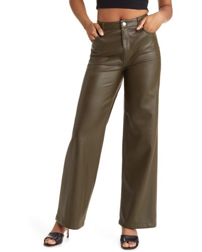 Blank NYC Franklin High Waist Faux Leather Wide Leg Pants - Brown