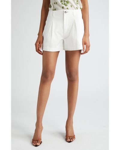 Giambattista Valli Pleated Stretch Cotton Shorts - White