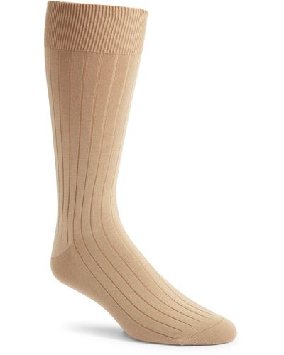 Pantherella Pembrey Solid Dress Socks - Natural