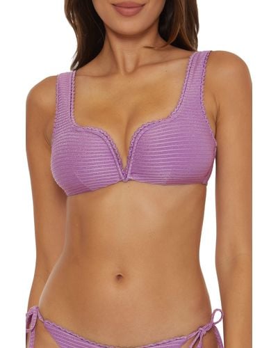 Becca Celeste Sparkle Rib Bikini Top - Purple