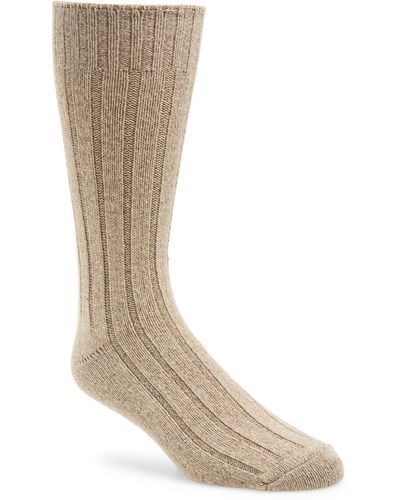 American Trench Ribbed Wool & Silk Blend Boot Socks - Natural