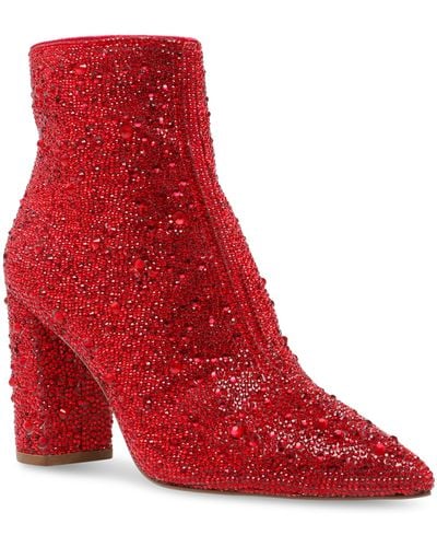 Betsey Johnson Cady Crystal Pavé Bootie - Red