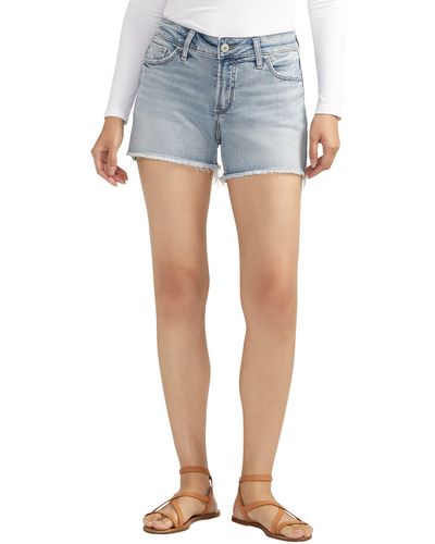 Silver Jeans Co. Suki Americana Mid Rise Shorts - Blue