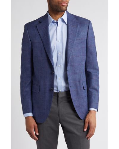 Peter Millar Flynn Classic Windowpane Check Wool & Silk Blend Sport Coat - Blue