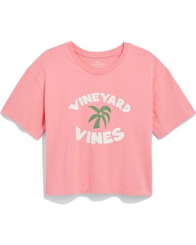 Vineyard Vines Palm Tree Cotton Crop T-shirt - Pink