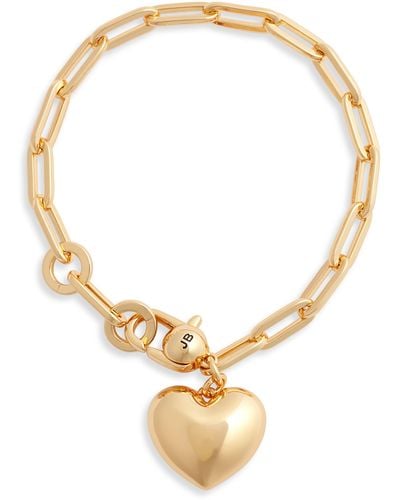 Jenny Bird Puffy Heart Charm Paper Clip Chain Bracelet - Metallic