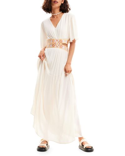 Desigual Long Cutout Dress - White