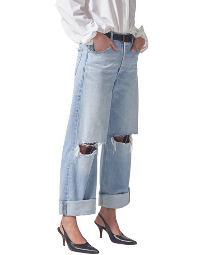 Citizens of Humanity Ayla Ripped High Waist baggy Wide Leg Jeans - Blue
