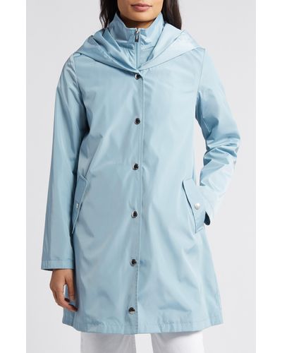 Via Spiga Water Resistant Packable Rain Jacket - Blue
