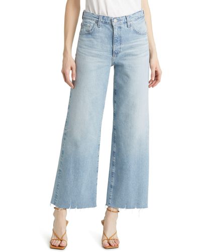 AG Jeans Saige Raw Hem High Waist Crop Wide Leg Jeans - Blue
