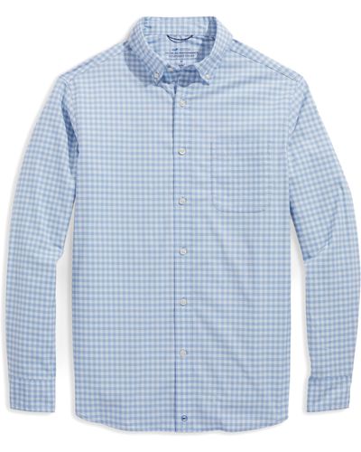 Vineyard Vines On-the-go Brrro Gingham Button-down Shirt - Blue