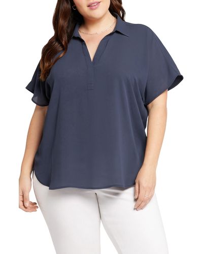 NYDJ Becky Georgette Popover Top - Blue
