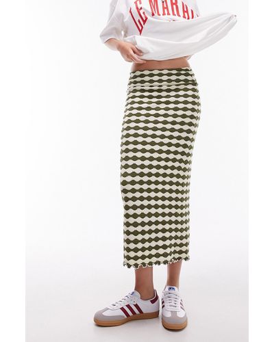 TOPSHOP Wavy Stripe Jersey Maxi Skirt - White