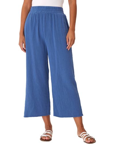 Threads For Thought Ivanna Organic Cotton Gauze Wide Leg Pants - Blue