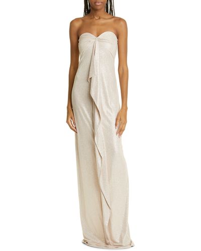 Ramy Brook Monet Embellished Strapless Gown - Natural